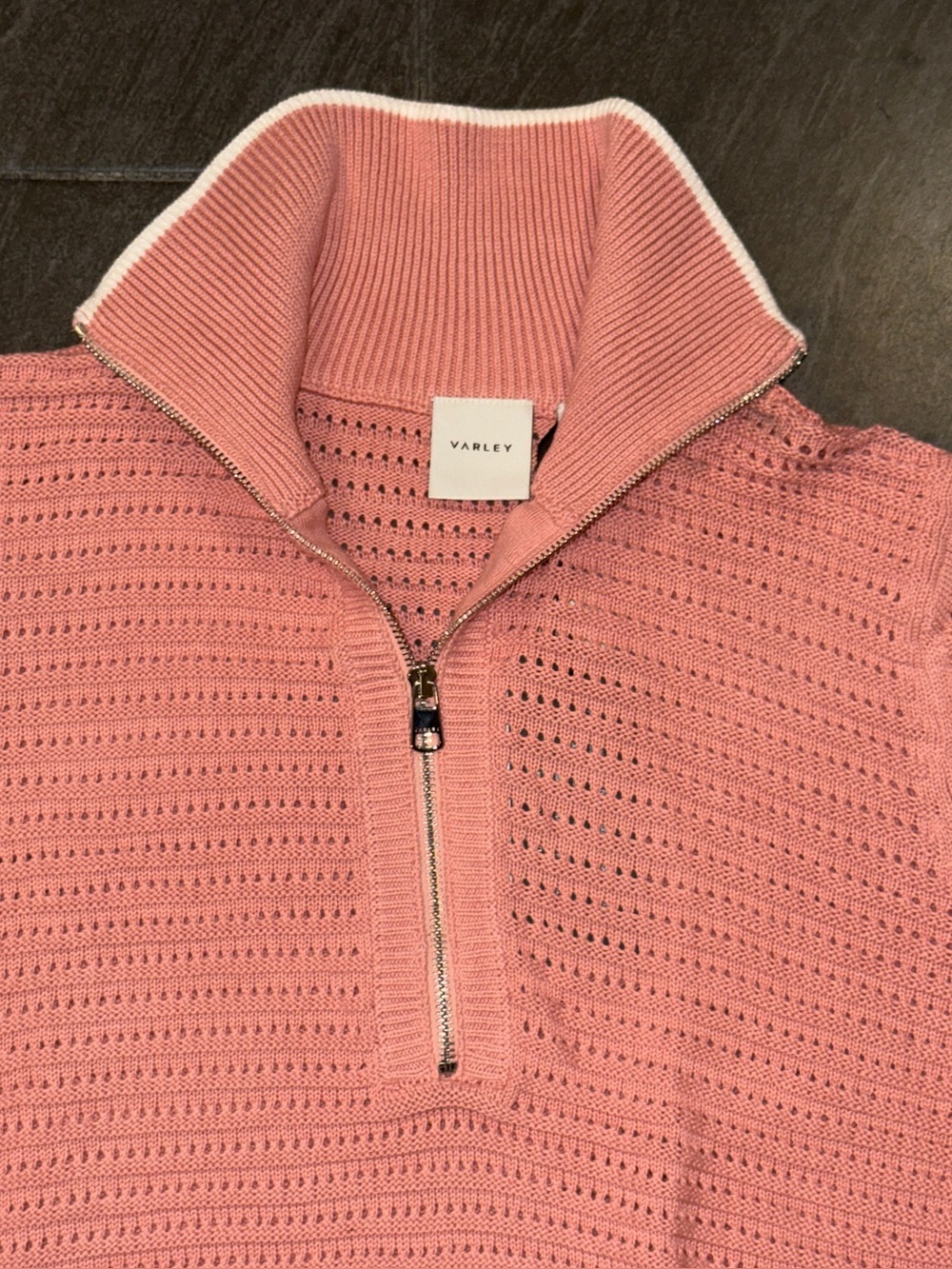 Varley Pink Half-Zip Textured Knit Pullover - Picture 2 of 11